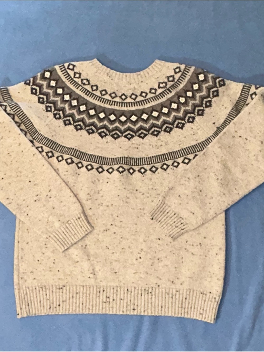 Weatherproof Vintage Girl’s Crewneck Sweater with Dark Fair Isle Yoke